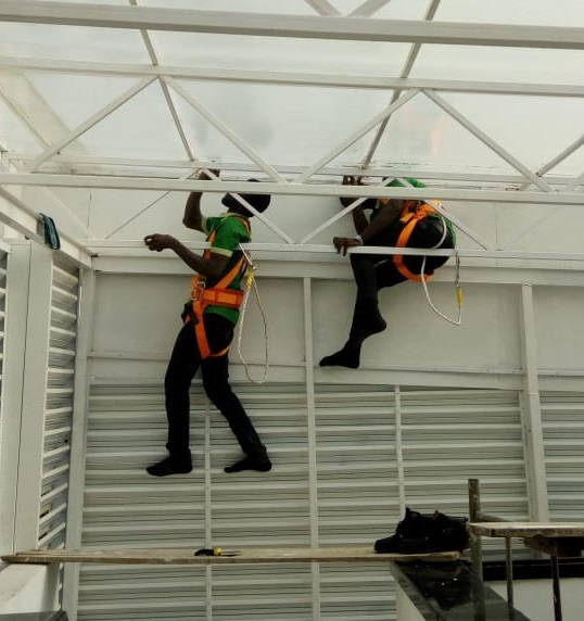 Safety commitment. PPE protocol. Professional field execution